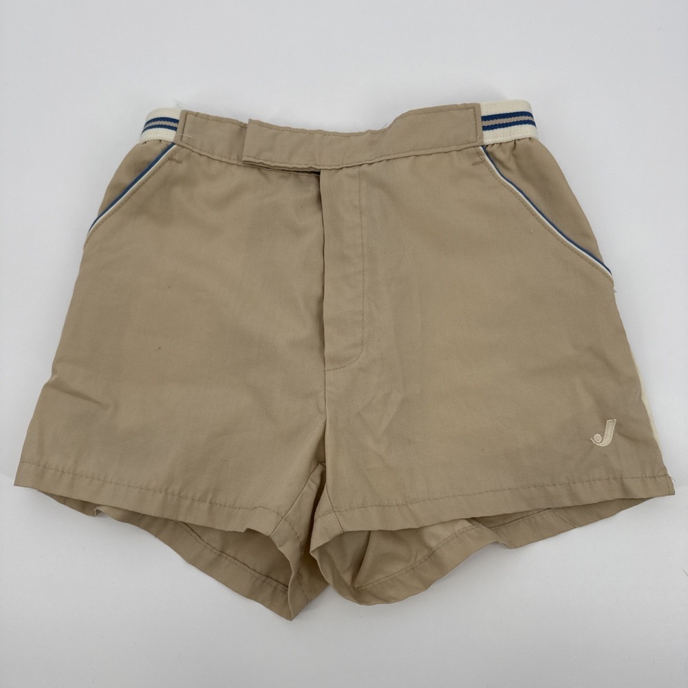 Vintage Jantzen Tennis Shorts USA Size 30 (fits 28) Beige Striped 70s 80s Coach